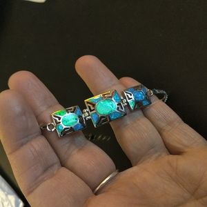 Sterling silver and opal bracelet